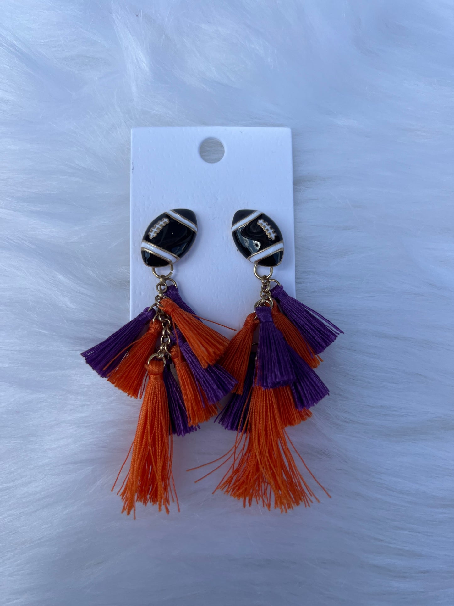 Orange and Purple Football Earrings