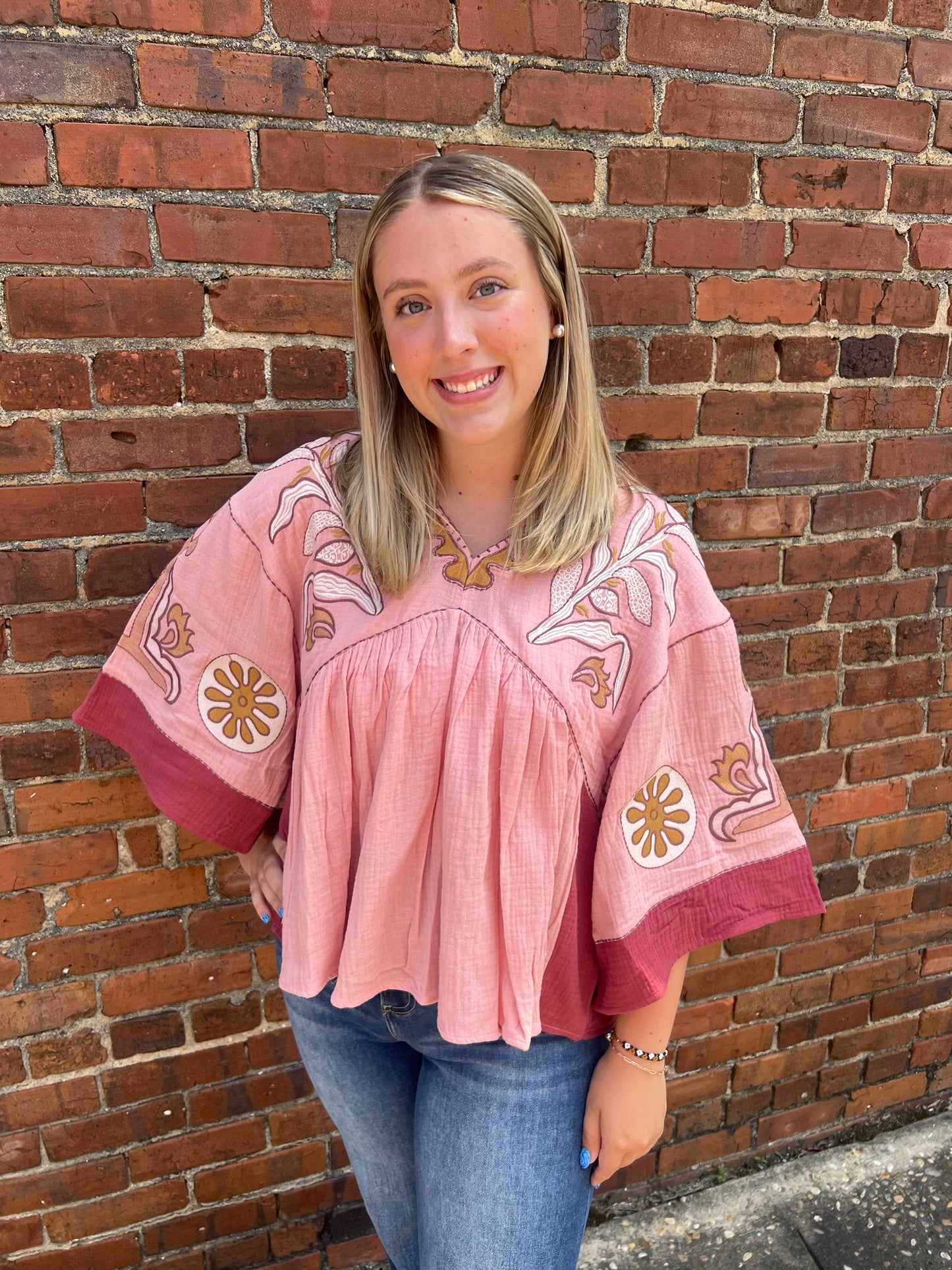 Velvet Rose Embroidered Top