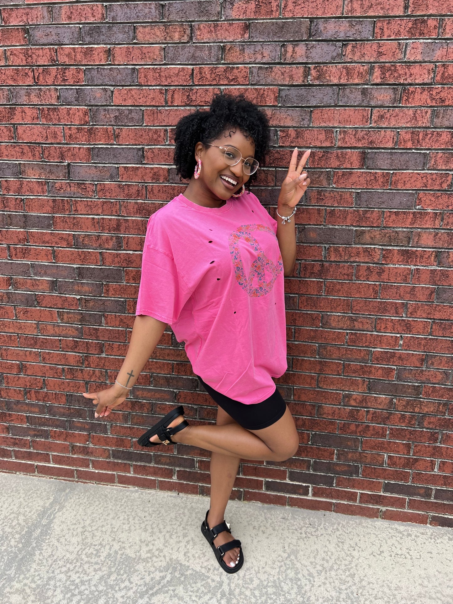 Peace Sign Washed Tee