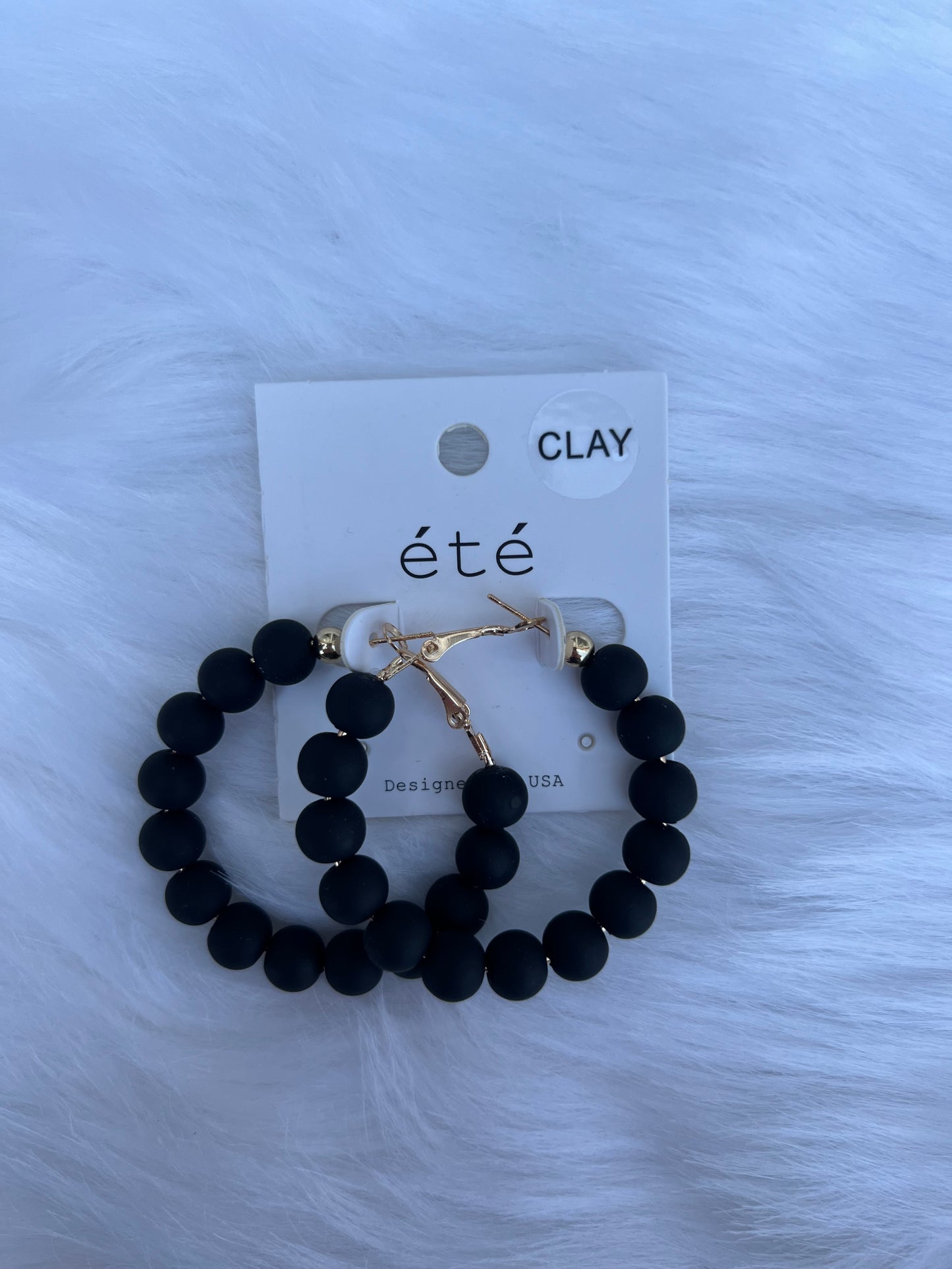 Black Clay Beaded Earrings