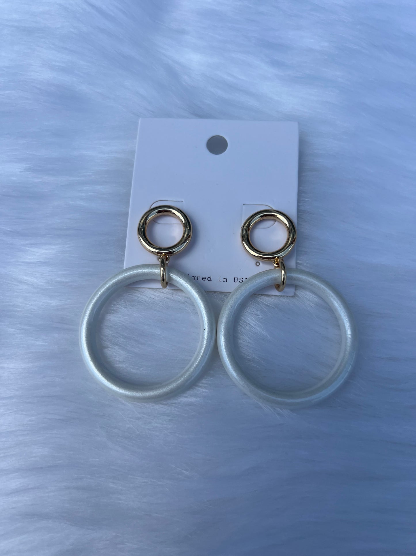 White and Gold Earrings