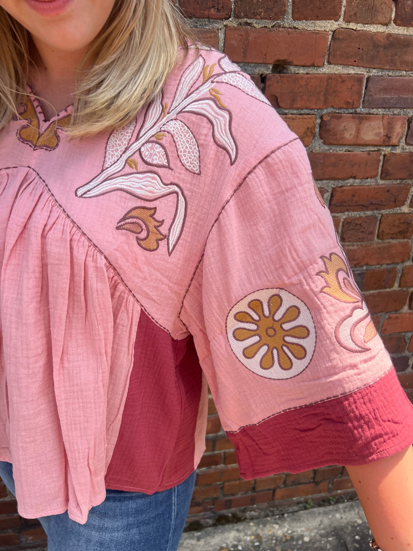 Velvet Rose Embroidered Top