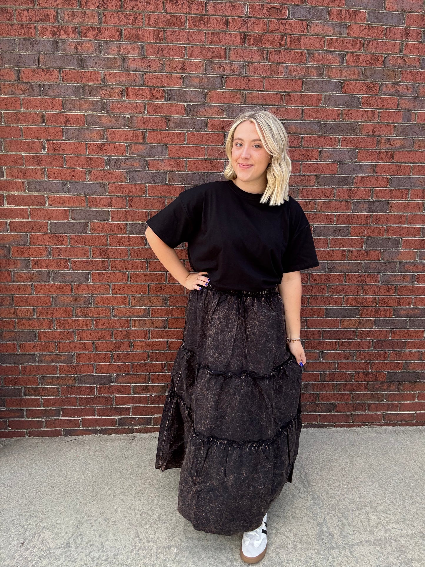 Casual Bleached Maxi Skirt