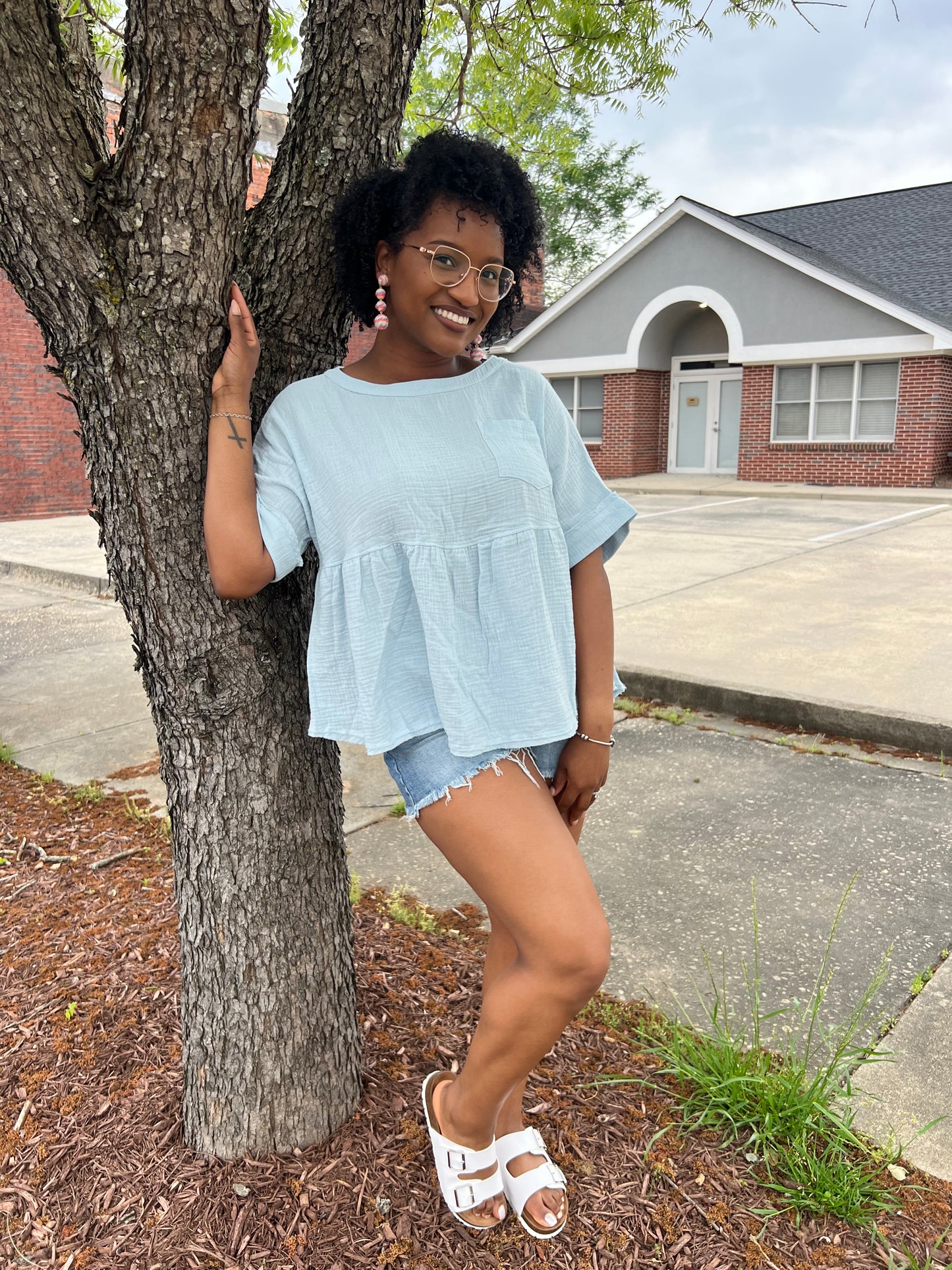 Linen Baby Doll Top