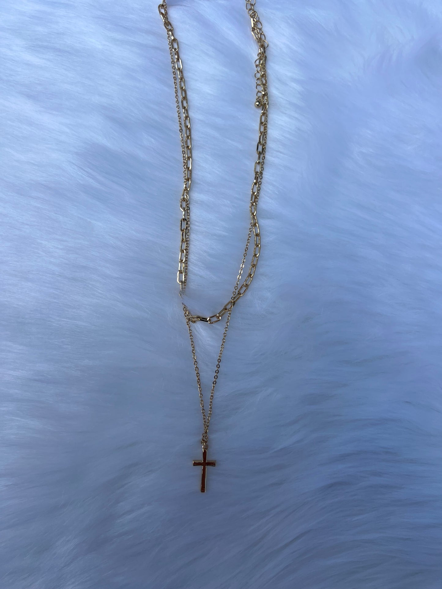 Gold Cross Double Chain