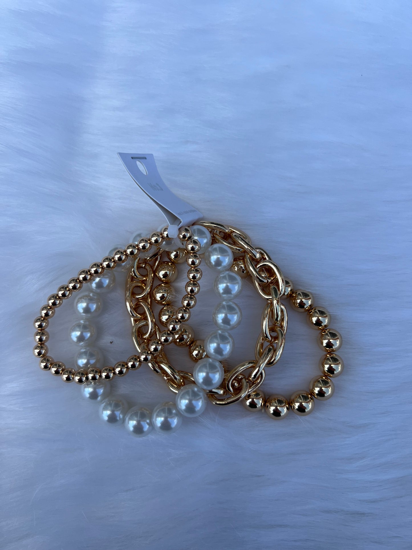 Pearl and Gold Chain Bracelet Stack