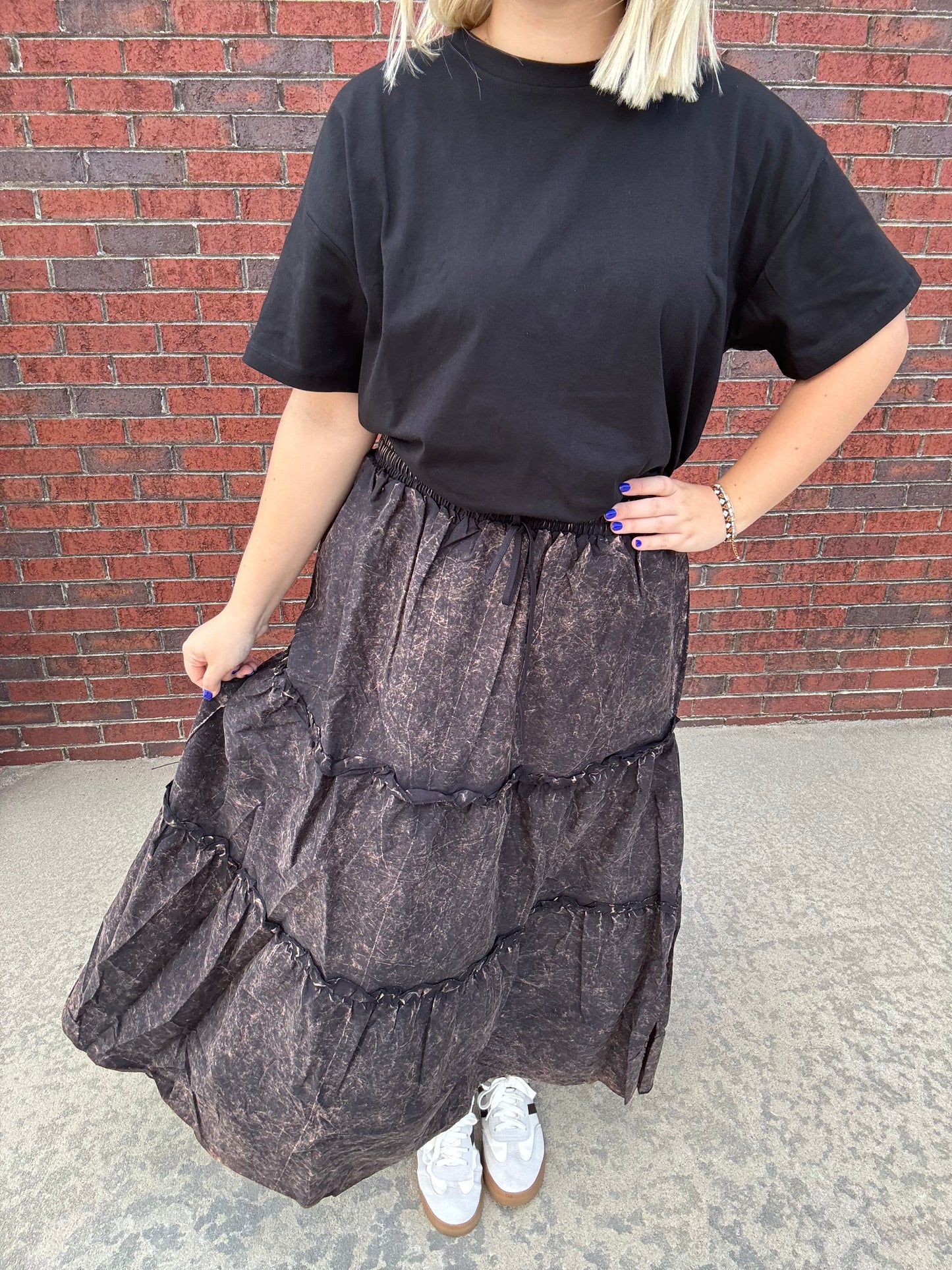 Casual Bleached Maxi Skirt