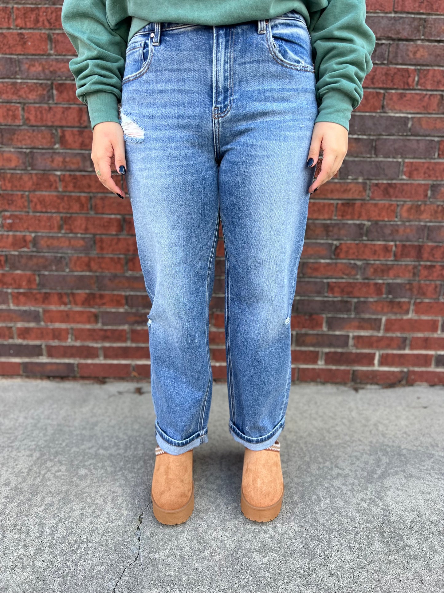 RISEN High Rise Boyfriend Jeans