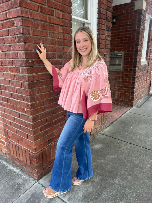 Velvet Rose Embroidered Top