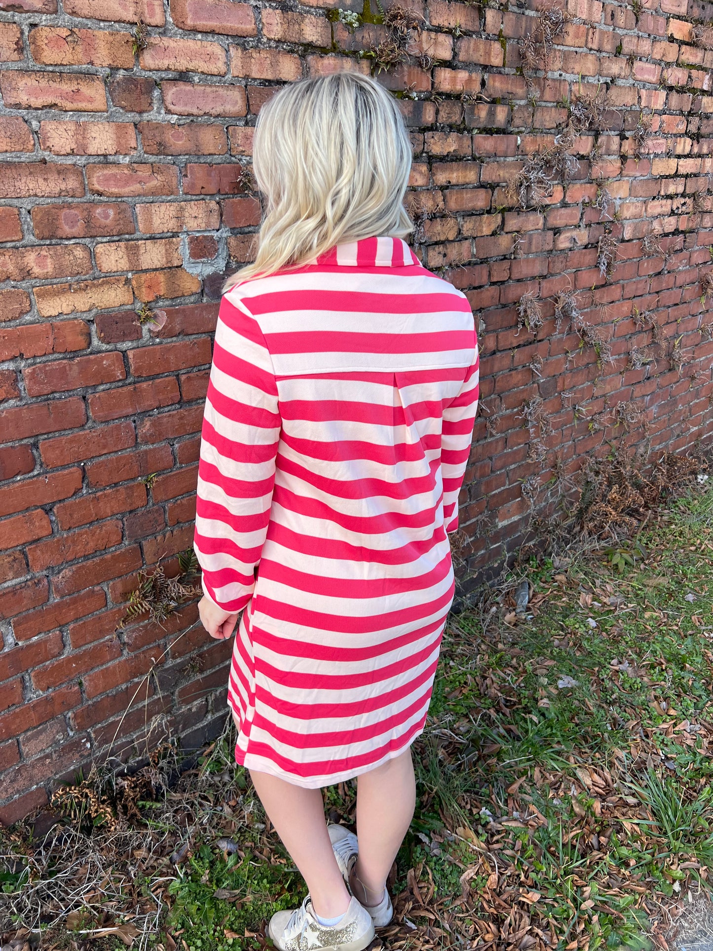 Rosy Stripes Casual Dress