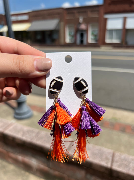 Orange and Purple Football Earrings