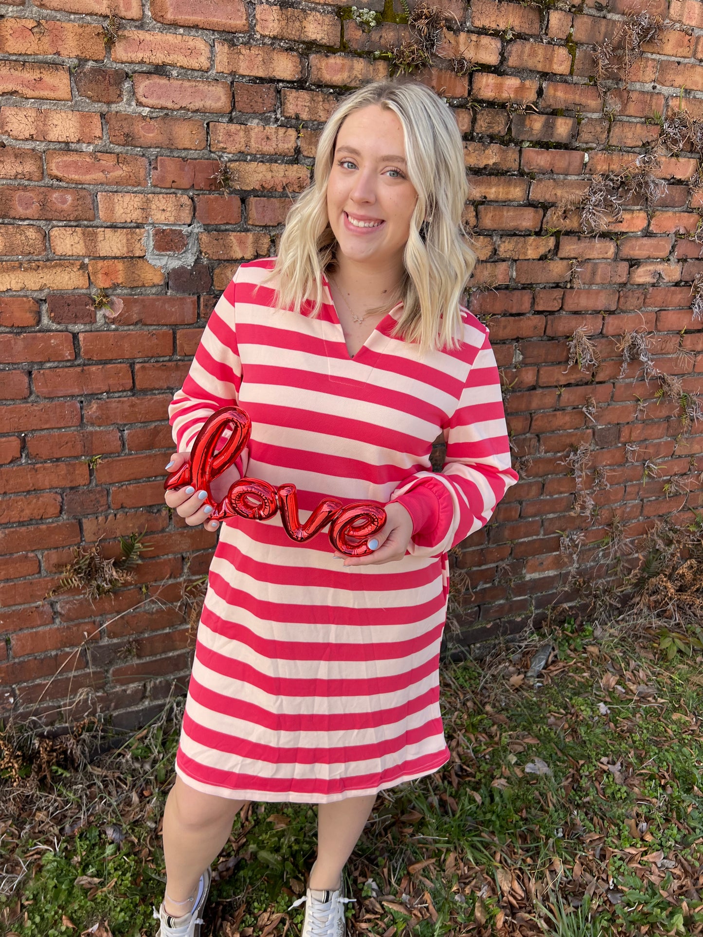 Rosy Stripes Casual Dress