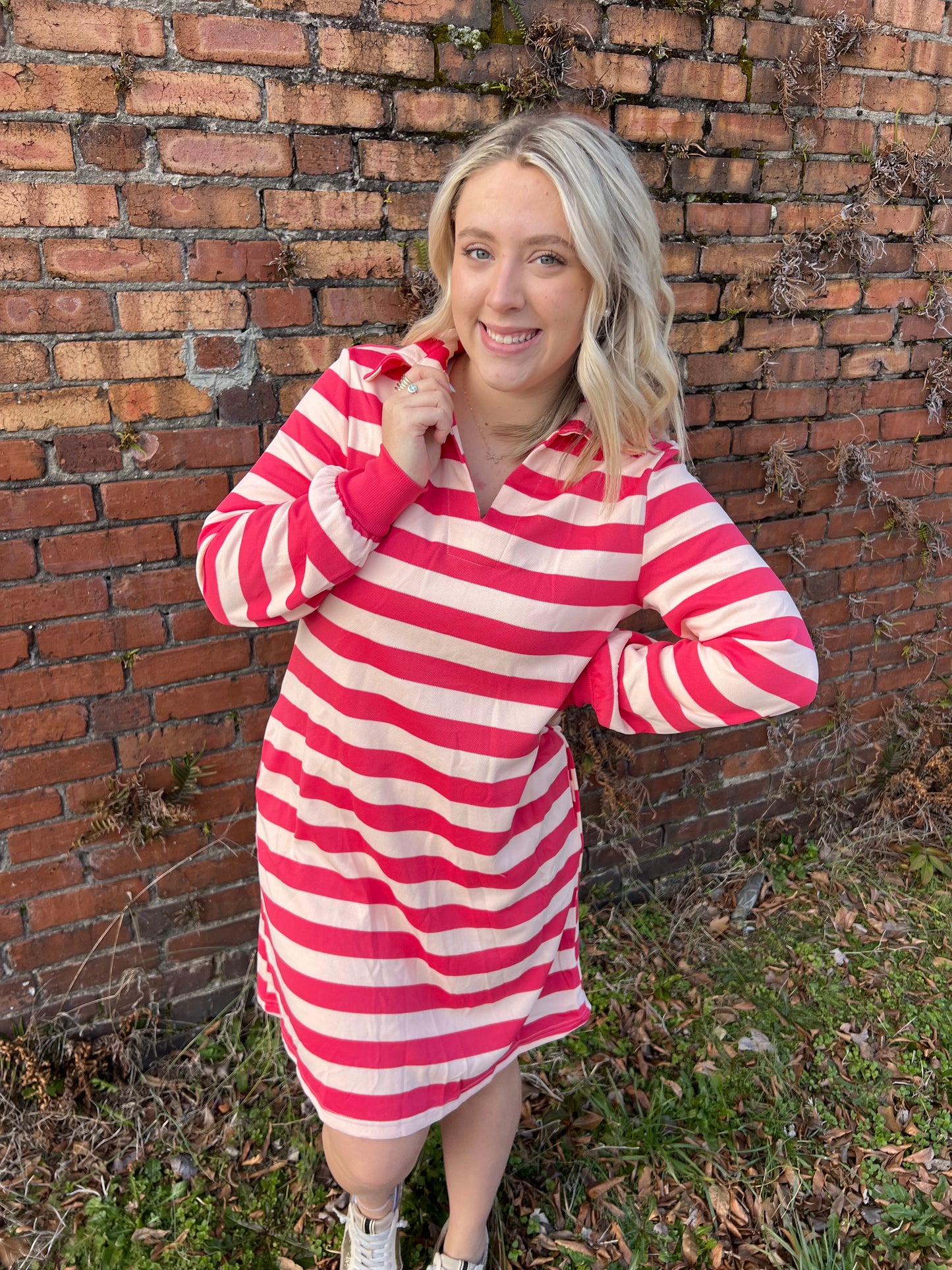 Rosy Stripes Casual Dress