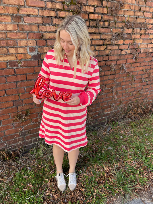 Rosy Stripes Casual Dress