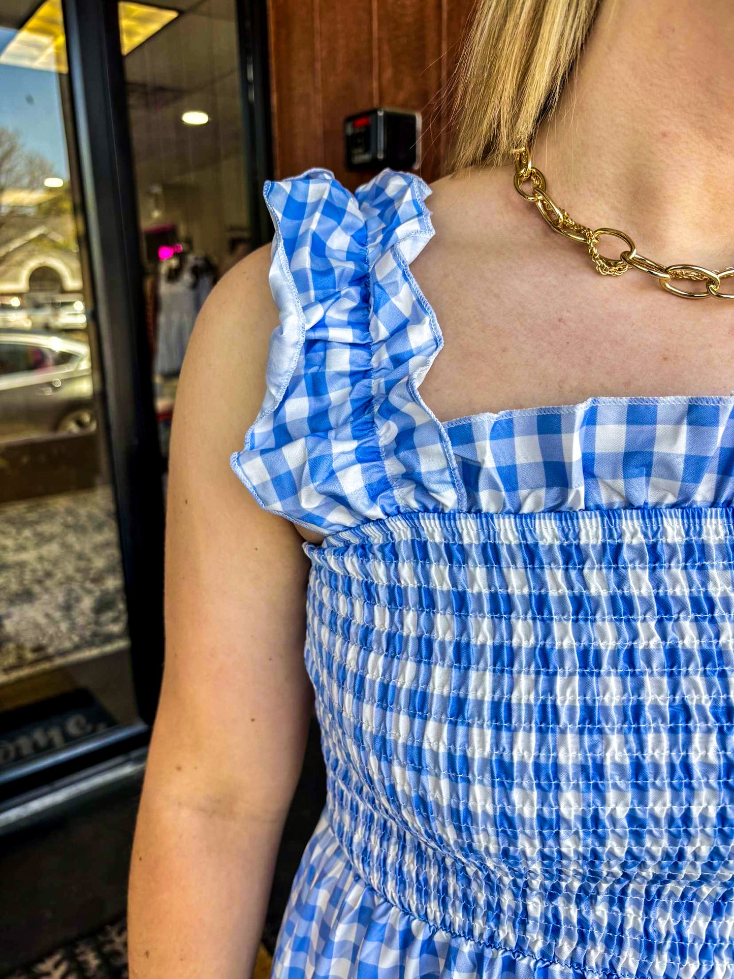 Summer Blues Plaid Maxi
