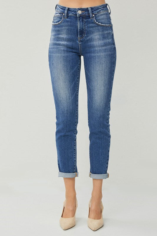 RISEN Roll Up Relaxed Skinny Jeans