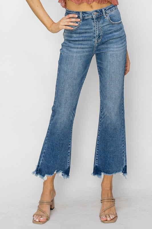 RISEN High Rise Ankle Straight Jeans